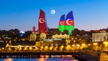Baku,,Azerbaijan,-,September,22,,2020:,Flame,Towers,In,The